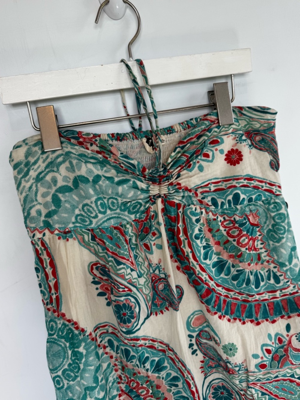 Roxy Bohemian Teal Paisley Halter Cotton Maxi Dress Size Medium - Picture 3 of 10